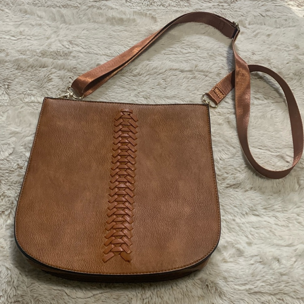 Simply Nicole Brown Leather Crossbody Bag NWOT